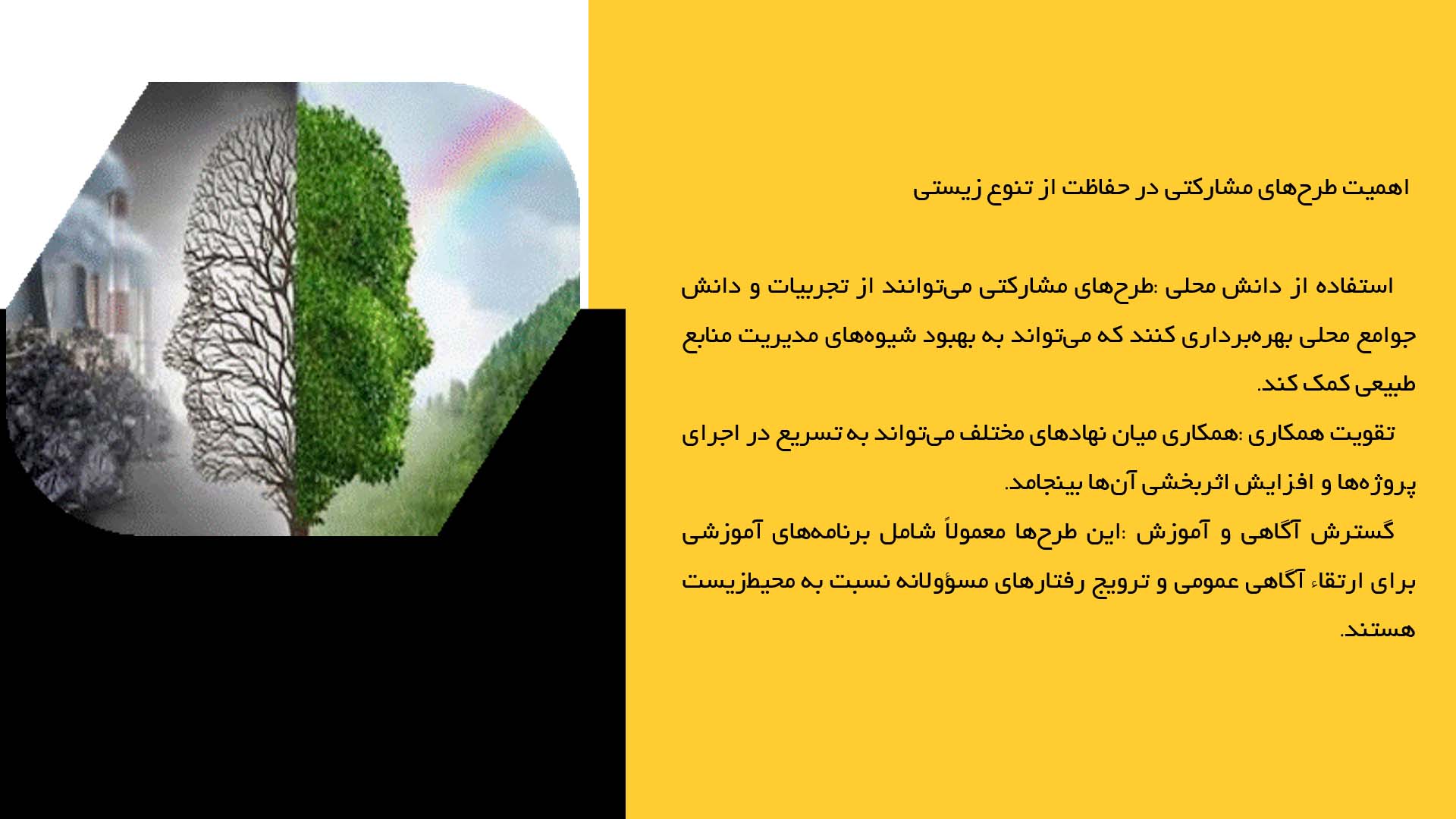 پاورپوینت در مورد طرح‌های مشارکتی در حفاظت از تنوع زیستی
